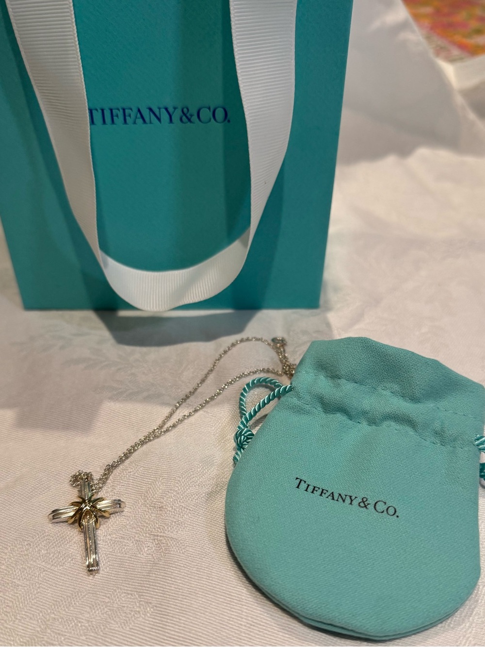 Tiffany & Co. Two-Tone Cross Pendant Necklace - Silver & Gold